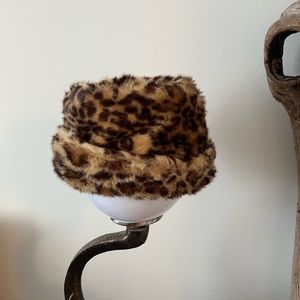 Nine West Faux Fur Leopard Print Hat